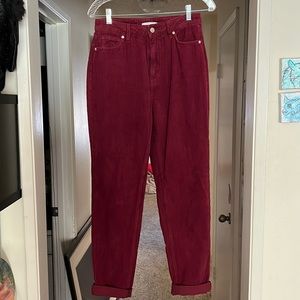 BDG, high rise mom burgundy, corduroy pants. Size 27.